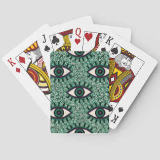 "Mystic Emerald Eyes" - Psychedelic Swirl Seamless Spielkarten