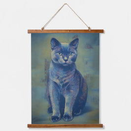 Mystic Feline Wandteppich Mit Holzrahmen