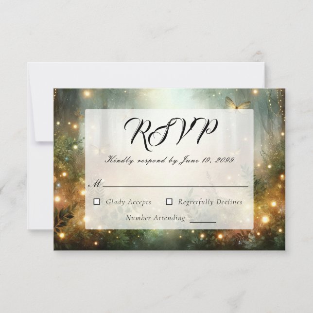 Mystic Forest Meadow Magic RSVP Karte (Vorderseite)
