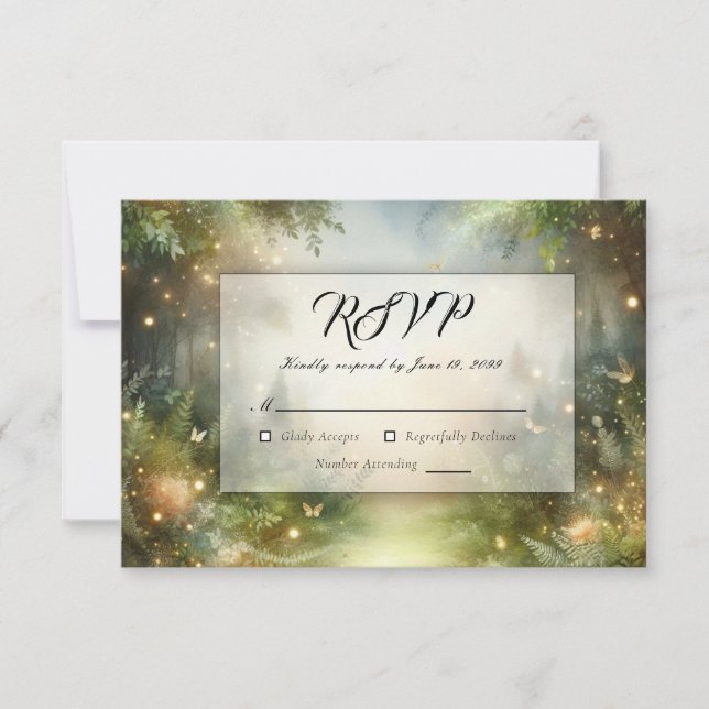 Mystic Forest Meadow Magic RSVP Karte (Vorderseite)