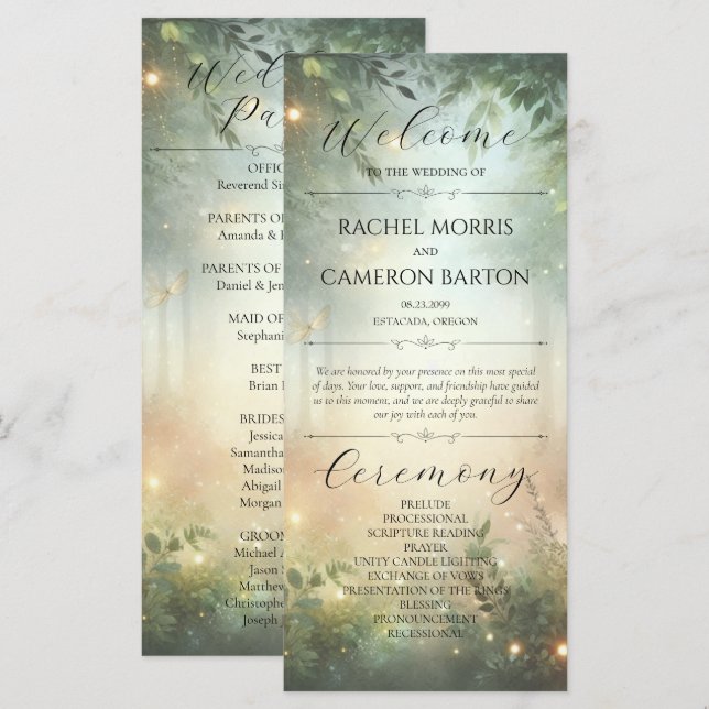 Mystic Forest Meadow Magic Wedding Program (Vorne/Hinten)