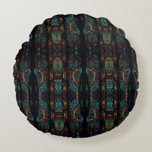 Mystic Forest Mosaic Blau & Schwarz Muster Kissen