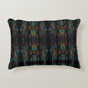 Mystic Forest Mosaic Blau & Schwarz Muster Kissen