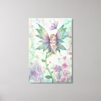 Mystic Garden Blume Fairy Wrapped Canvas Print