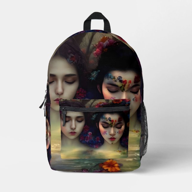 Mystic Garden: Blumenträume Bedruckter Rucksack (Vorderseite)