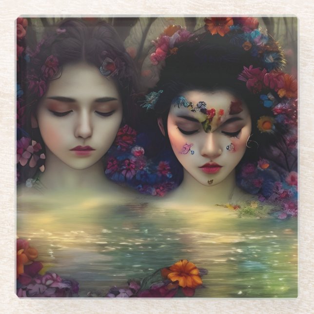 Mystic Garden: Blumenträume Glasuntersetzer (Vorderseite)