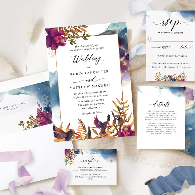 Mystic Garden - Lila, Aquamarine, blaue und golden Einladung (Von Creator hochgeladen)