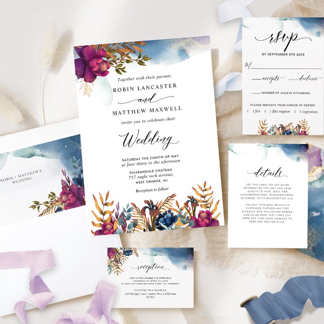 Mystic Garden - Lila, blau, Aquamarin und goldene  Einladung (Von Creator hochgeladen)