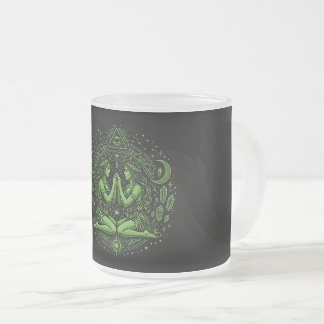 Mystic Gemini Sternzeichen Schwarze Tasse - Grüne  (VorderseiteRechts)