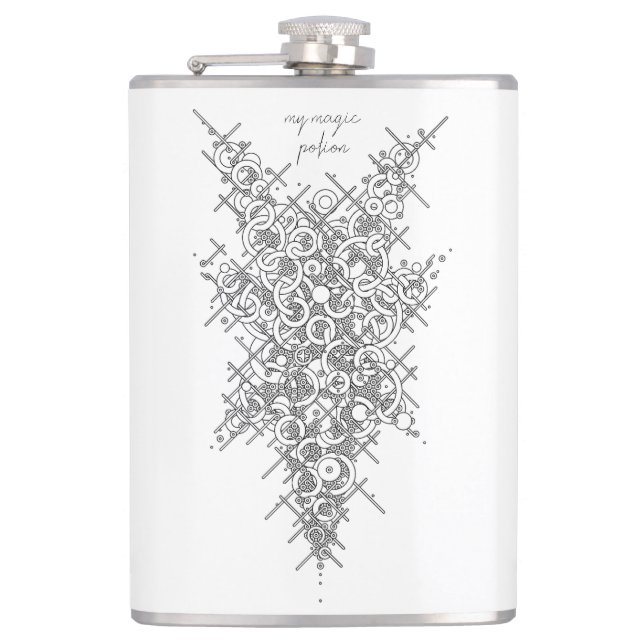 Mystic Geometric "My Magic Potion" Black Ink Flask Flachmann (Vorderseite)