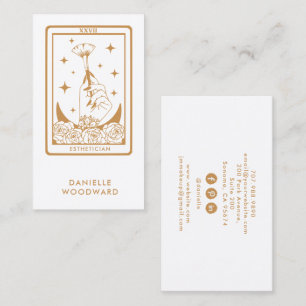 Mystic Gold Tarot Esthetiker Gold Weiß Branding Visitenkarte