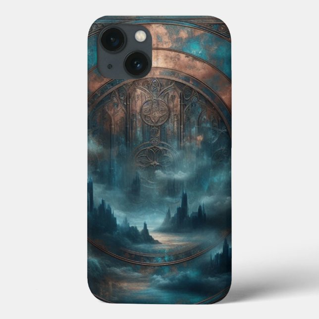 Mystic Gothic Steampunk - Blue Copper Patina Case-Mate iPhone Hülle (Rückseite)