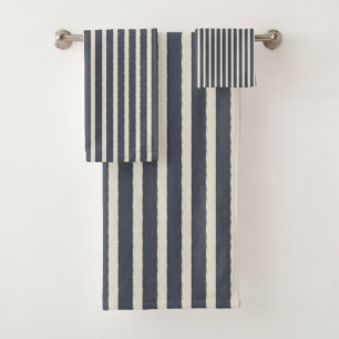 Mystic Gray Beige Stripes Badhandtuch Set