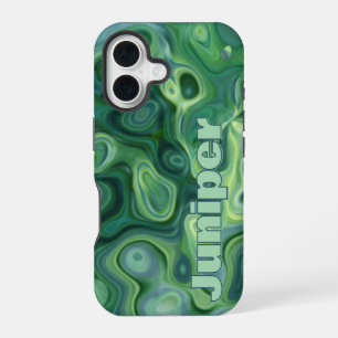 Mystic Green Abstrakt Wirbel iPhone 16 Hülle