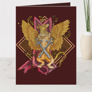 Mystic Griffin avec épées Carte Anniversaire