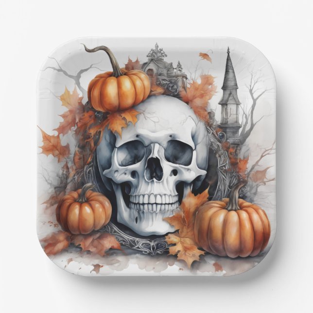 Mystic Halloween Gothic Skull Art - Bezaubernd Pappteller (Vorderseite)