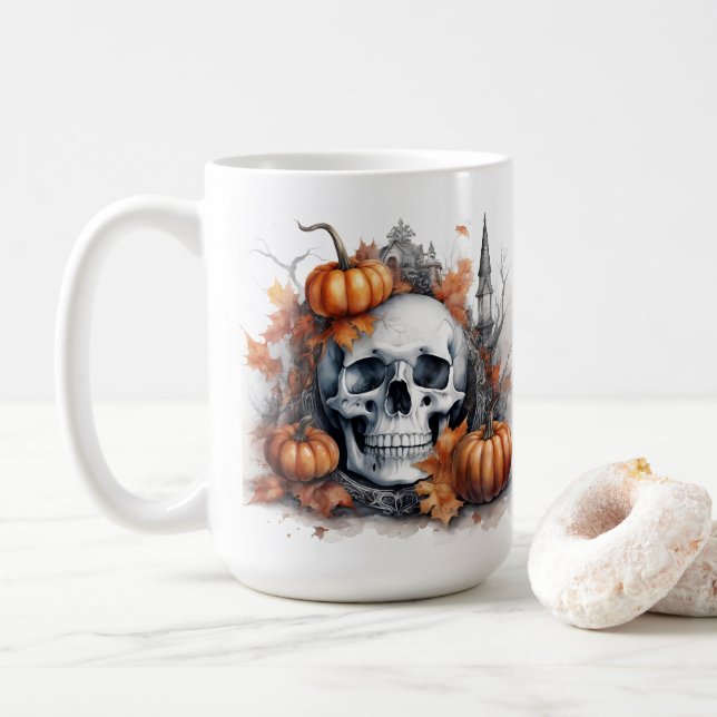 Mystic Halloween Gothic Skull Art Mystical Kaffeetasse (Mit Donut)