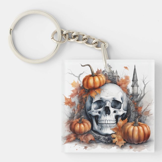 Mystic Halloween Gothic Skull Art Mystical Schlüsselanhänger (Vorderseite)