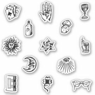 mystic hand drawn sticker pack set 