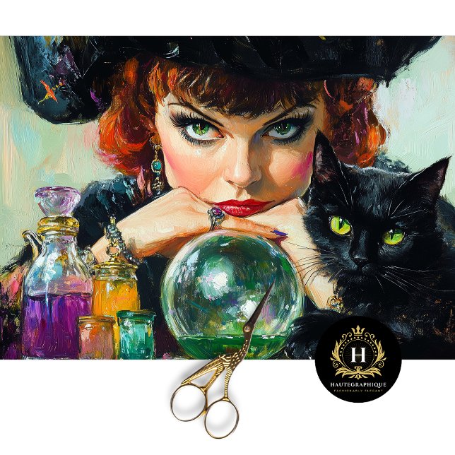 Mystic Hexe & Black Cat Halloween Seidenpapier (Von Creator hochgeladen)