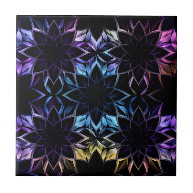 Mystic Iridescent Geometric Tile Art Fliese (Vorderseite)