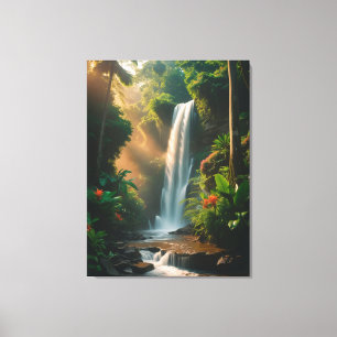 Mystic Jungle Falls – Friedliche Wasserfall-Leinwa Leinwanddruck