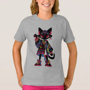 Mystic Kawaii Katze – Farbiger Tribal-Geist-Shirt T-Shirt