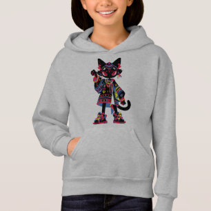 Mystic Kawaii Katze – Farbiger Tribal-Spirit-Shirt Hoodie