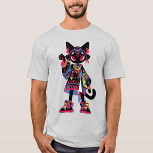 Mystic Kawaii Katze – Farbiger Tribal-Spirit-Shirt T-Shirt