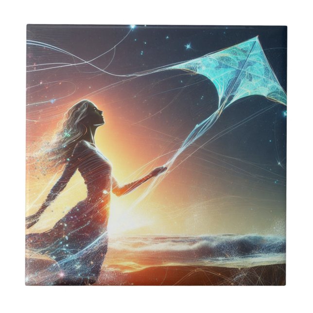 Mystic Kite Flyer Fliese (Vorderseite)