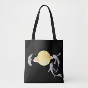 Mystic Koi & Golden Moon – Elegantes Japanisches Z Tasche