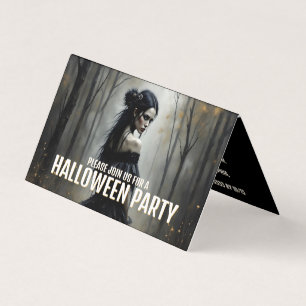 Mystic Lady in Dark Halloween Forest - Einladung
