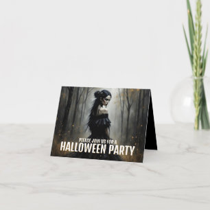 Mystic Lady in Dark Halloween Forest - Einladung