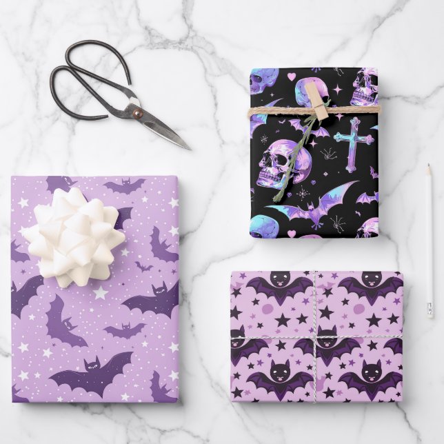Mystic Lila Gothic Geschenkpapier Set (Vorderseite)