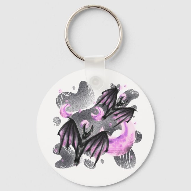 Mystic Lila Moon Bat Schlüsselanhänger (Vorderseite)