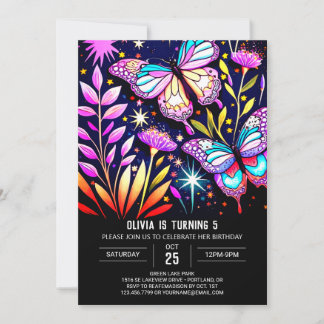 Mystic Lila Online Butterfly Geburtstag Einladung