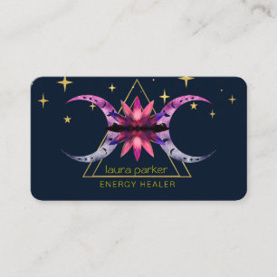 Mystic Lotus Blume Crescent Moon Healing Energy Visitenkarte