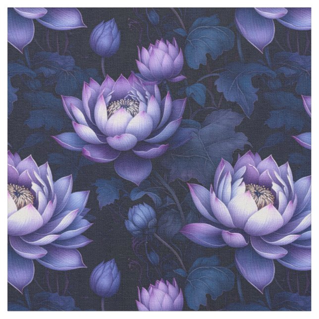 Mystic Lotus Night Garden Fabric Stoff (Nahaufnahme)