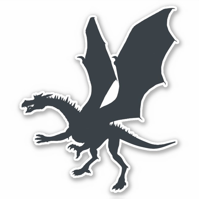 Mystic Majestät: Dragon Silhouette Fantasy Aufkleber (Vorderseite)