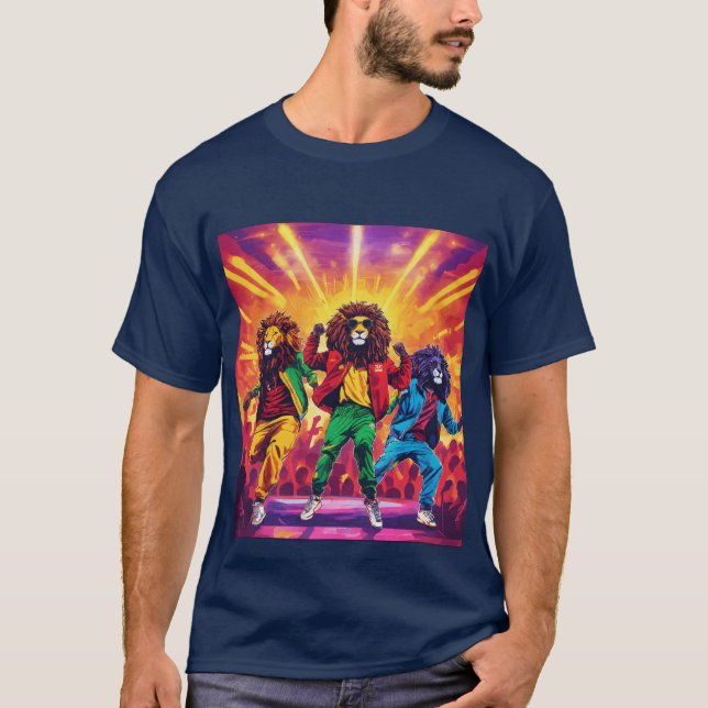 Mystic Majesty : T-shirt énergie du lion bleu fonc (Devant)