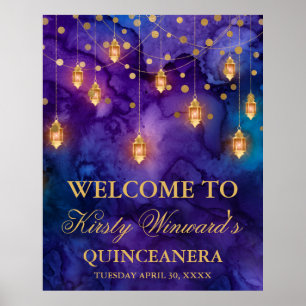 Mystic Marrakesh Night Lanterns Bokeh Quinceañera Poster