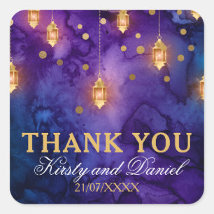 Mystic Marrakesh Night Lanterns & Bokeh Wedding Quadratischer Aufkleber
