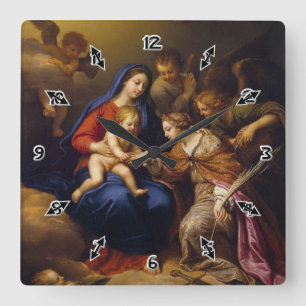 Mystic Marriage of St Catherine Quadratische Wanduhr