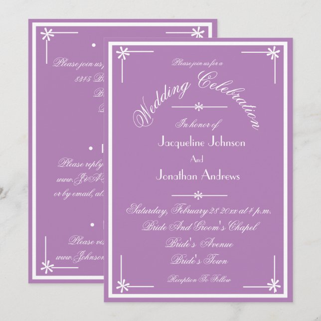 Mystic Mauve All in one UAWG Email Website Hochzei Einladung (Vorne/Hinten)