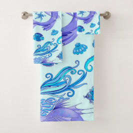 Mystic Mermaid Fairy Lila Creature Badhandtuch Set