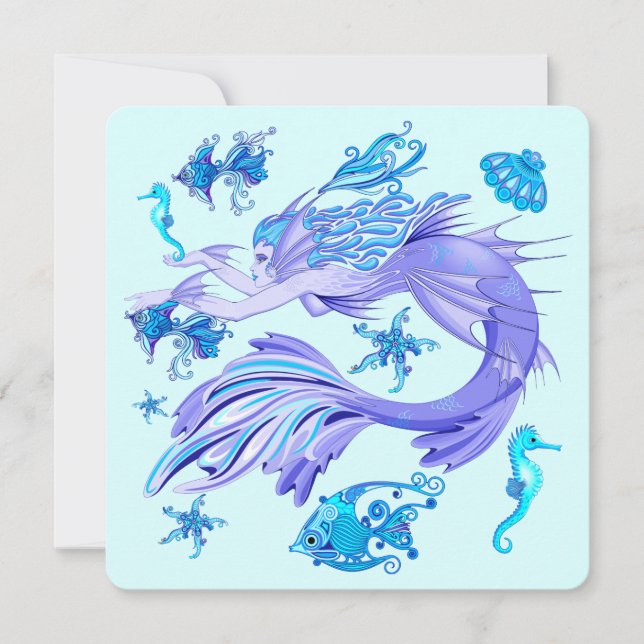 Mystic Mermaid Fairy Lila Creature Keramik Tile Dankeskarte (Vorderseite)