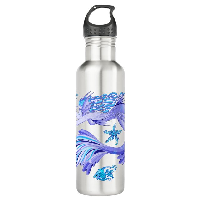 Mystic Mermaid Fairy Lila Creature Keramik Tile Edelstahlflasche (Vorderseite)
