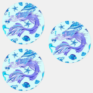 Mystic Mermaid Fairy Lila Creature Keramik Tile Etiketten