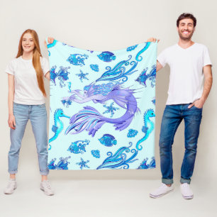 Mystic Mermaid Fairy Lila Creature Keramik Tile Fleecedecke