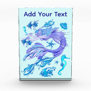 Mystic Mermaid Fairy Lila Creature Keramik Tile Fotoblock